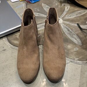 Style & Co. Tan Perforated Ankle Boots